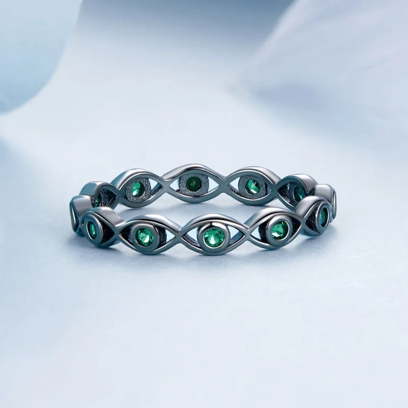 (Bild für) PANDORA-Stil Schwarzbeschichtetes Teufelsauge-Ring - BSR212-D - Ansicht 3