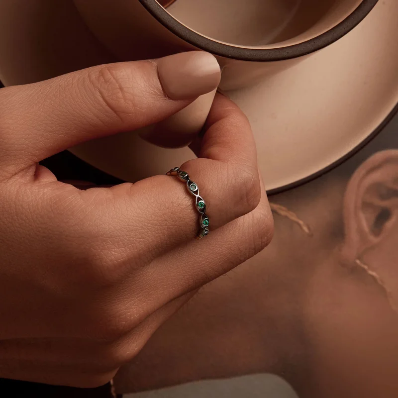(Bild für) PANDORA-Stil Schwarzbeschichtetes Teufelsauge-Ring - BSR212-D - Ansicht 5