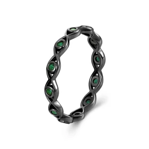 (Bild für) PANDORA-Stil Schwarzbeschichtetes Teufelsauge-Ring - BSR212-D