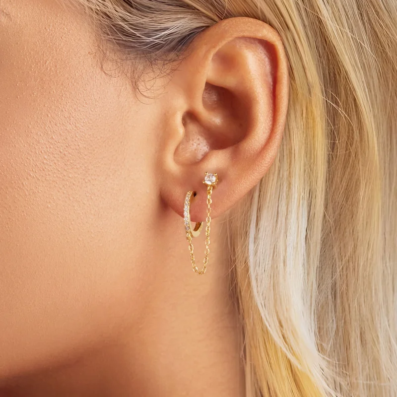 (Bild für) PANDORA-Stil vergoldete exquisites Ohrringe - SCE1678-B - Ansicht 5