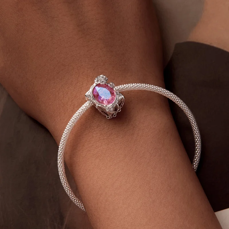 (Bild für) PANDORA-Stil Verwelkte Ölgemälde-Rosen-Anhänger - SCC2698 - Ansicht 5