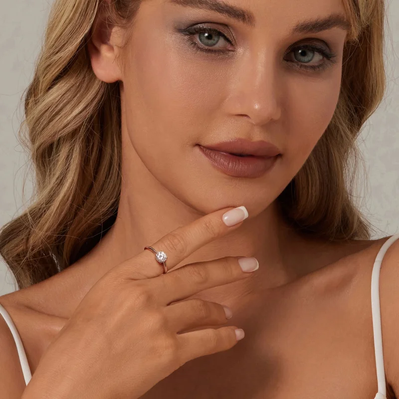 (Bild für) PANDORA Style Funkelnder 1Ct Moissanit Ring (Ein Zertifikat) - MSR044 - Ansicht 4