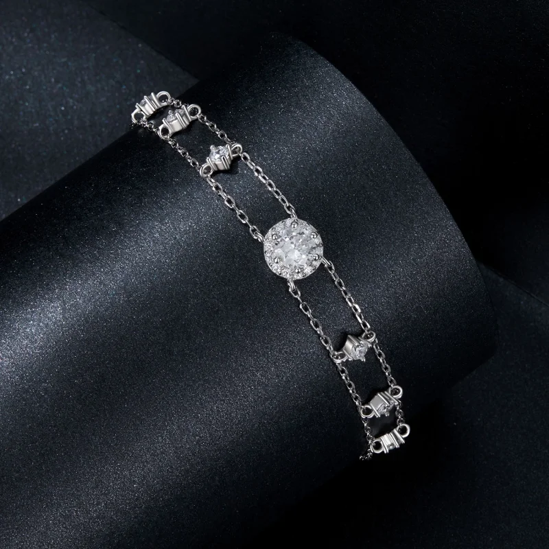(Bild für) PANDORA Style Funkelndes Doppel-Moissanit-Armband (Eine Zertifizierung) - MSB013 - Ansicht 2