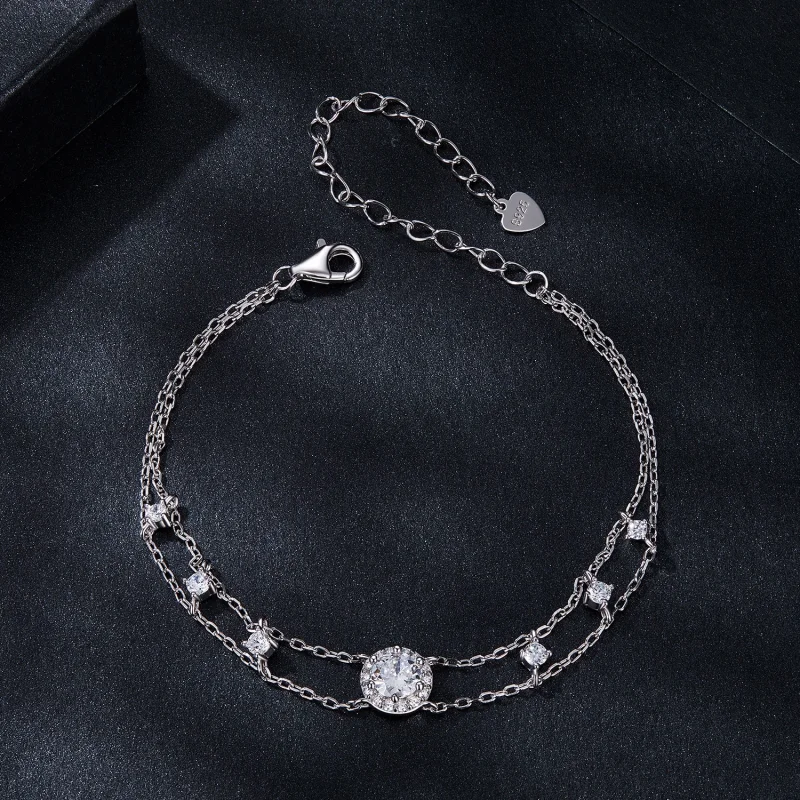 (Bild für) PANDORA Style Funkelndes Doppel-Moissanit-Armband (Eine Zertifizierung) - MSB013 - Ansicht 3