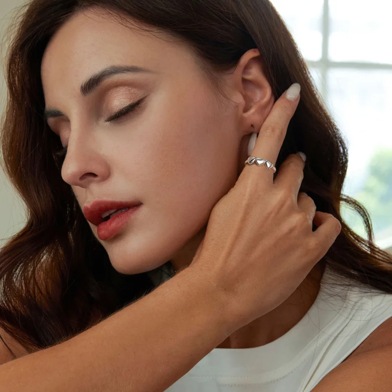 (Bild für) PANDORA Style Herzförmiger Offener Ring - SCR1001-E - Ansicht 7