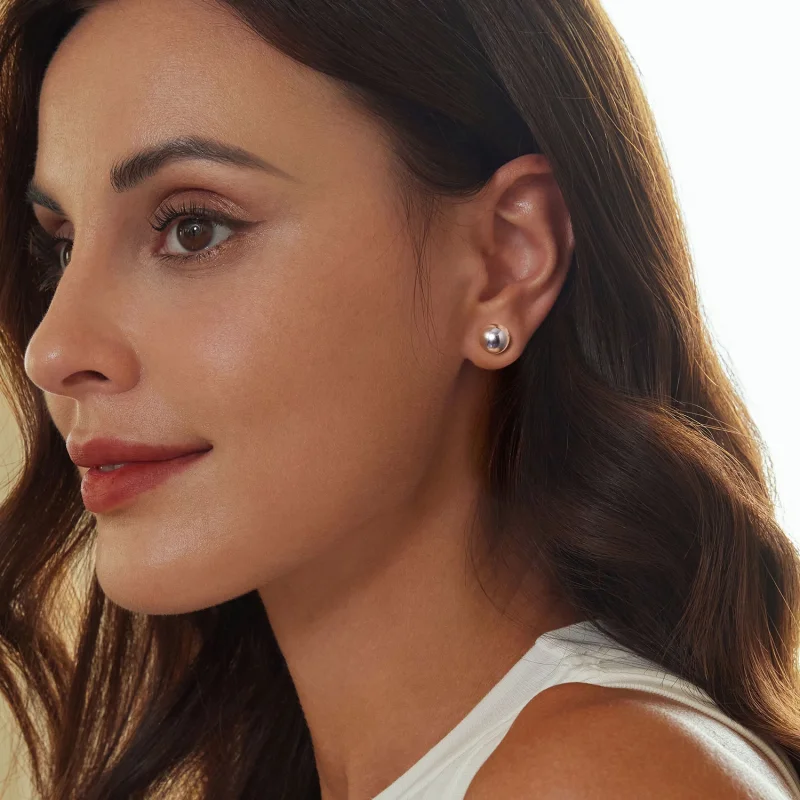 (Bild für) PANDORA Style Mittelgroße Kugel-Stecker Ohrringe - SCE1725-M - Ansicht 6