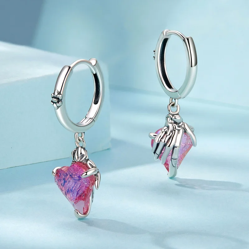 (Bild für) PANDORA Style Skelett-Hand herzförmige Ohrringe - SCE1705 - Ansicht 3