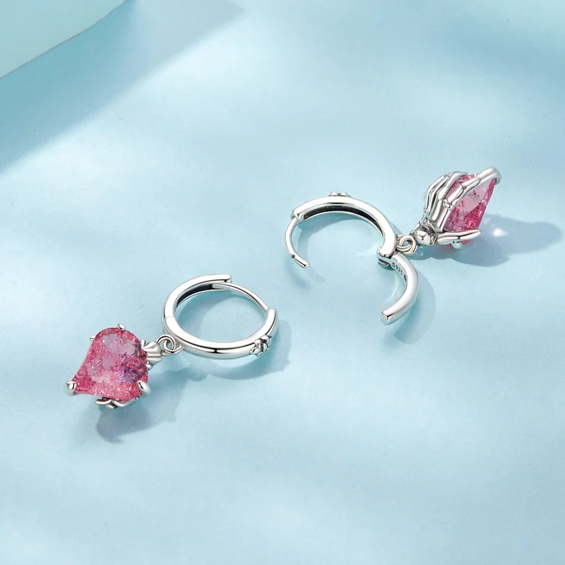 (Bild für) PANDORA Style Skelett-Hand herzförmige Ohrringe - SCE1705 - Ansicht 4
