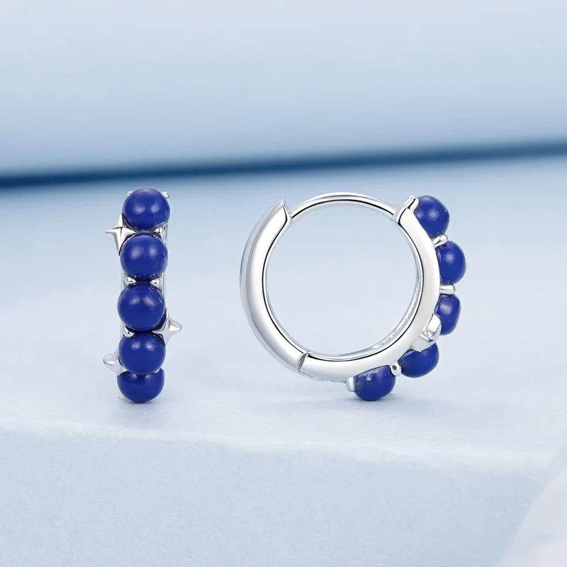 (Bild für) PANDORA Stil Blaue Kugel Ohrringe - BSE984 - Ansicht 2