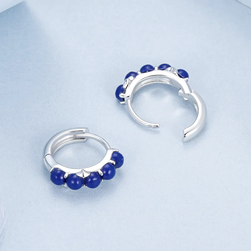 (Bild für) PANDORA Stil Blaue Kugel Ohrringe - BSE984 - Ansicht 4