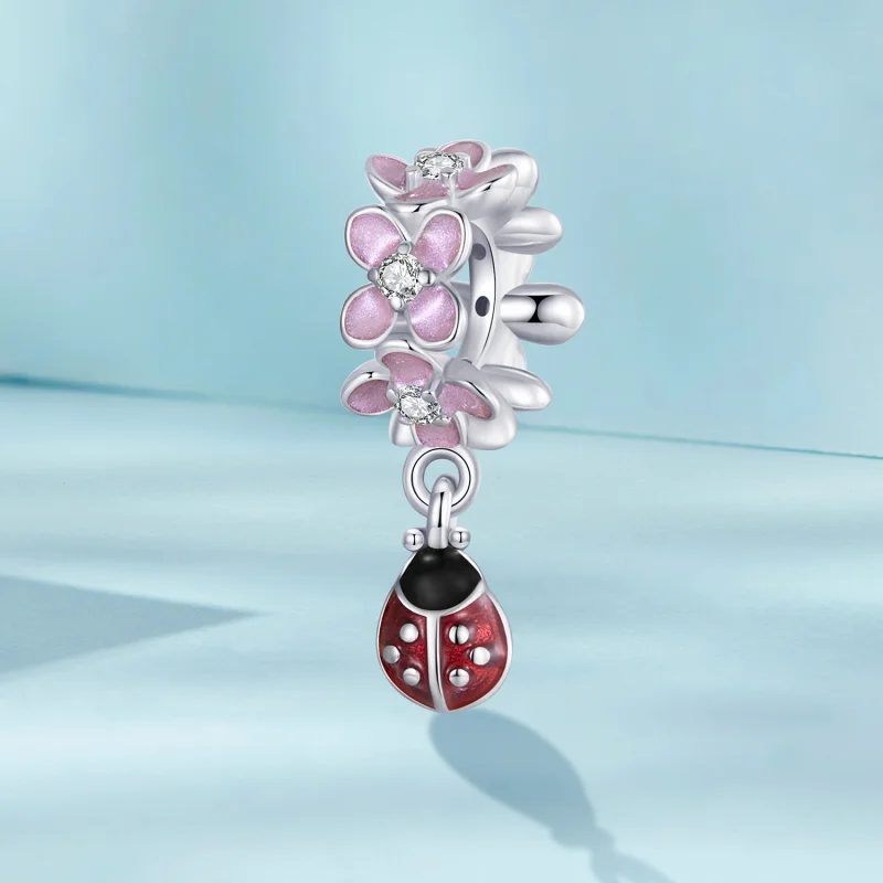 (Bild für) PANDORA Stil Blumen-Marienkäfer Trenner-Anhänger - SCC2740 - Ansicht 2