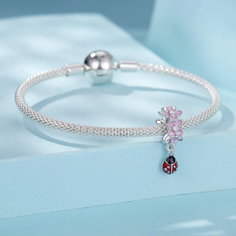 (Bild für) PANDORA Stil Blumen-Marienkäfer Trenner-Anhänger - SCC2740 - Ansicht 3