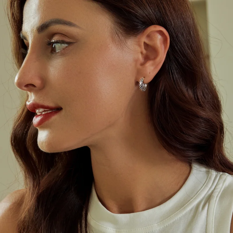 (Bild für) PANDORA-Stil Diamantmuster Ohrringe - BSE983 - Ansicht 8