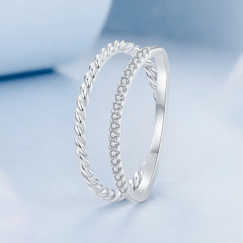 (Bild für) PANDORA-Stil Doppelschichtiger Anspruchsvoller Stil Ring - BSR541 - Ansicht 2