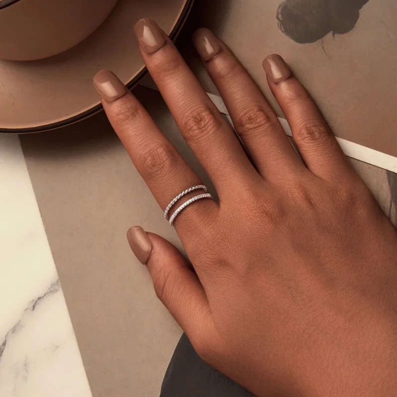 (Bild für) PANDORA-Stil Doppelschichtiger Anspruchsvoller Stil Ring - BSR541 - Ansicht 4