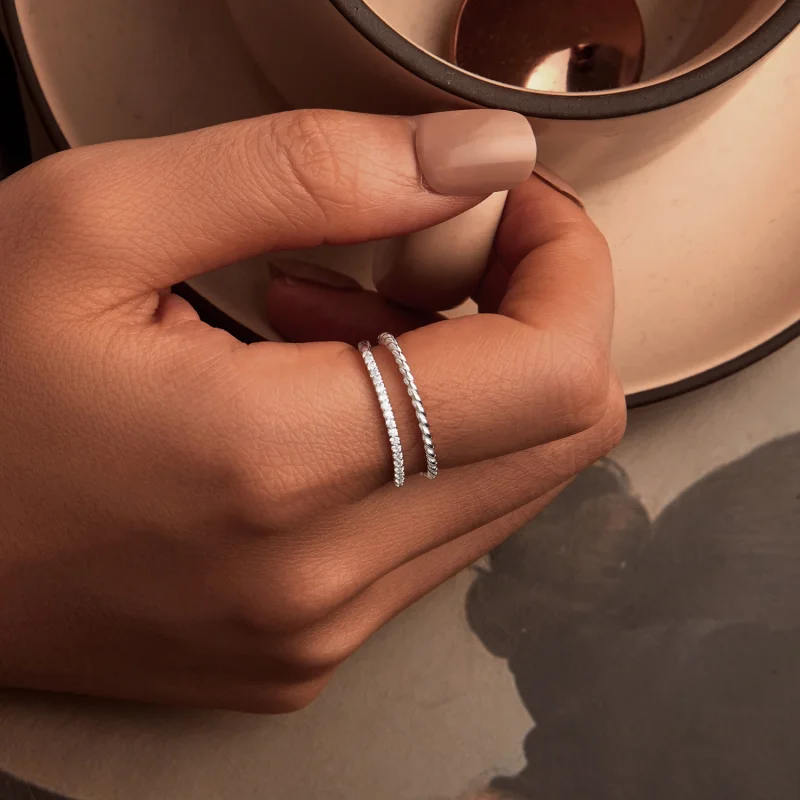 (Bild für) PANDORA-Stil Doppelschichtiger Anspruchsvoller Stil Ring - BSR541 - Ansicht 5