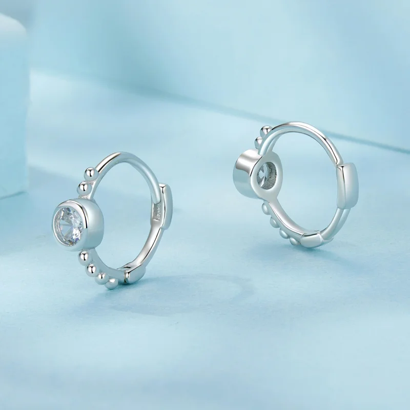 (Bild für) PANDORA-Stil Einfache Sterling Silber Perlen Ohrringe - SCE1731 - Ansicht 3