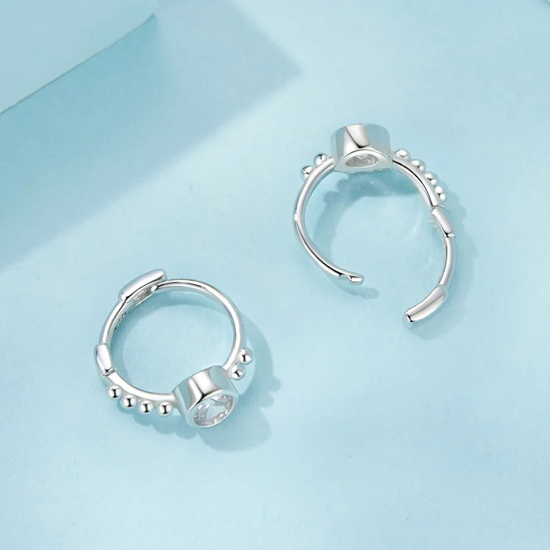(Bild für) PANDORA-Stil Einfache Sterling Silber Perlen Ohrringe - SCE1731 - Ansicht 4