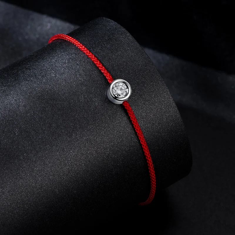 (Bild für) PANDORA-Stil Exquisiter Moissanit-Rotseil-Armband (Eine Zertifizierung) - MSB014 - Ansicht 2