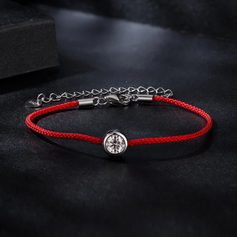 (Bild für) PANDORA-Stil Exquisiter Moissanit-Rotseil-Armband (Eine Zertifizierung) - MSB014 - Ansicht 3