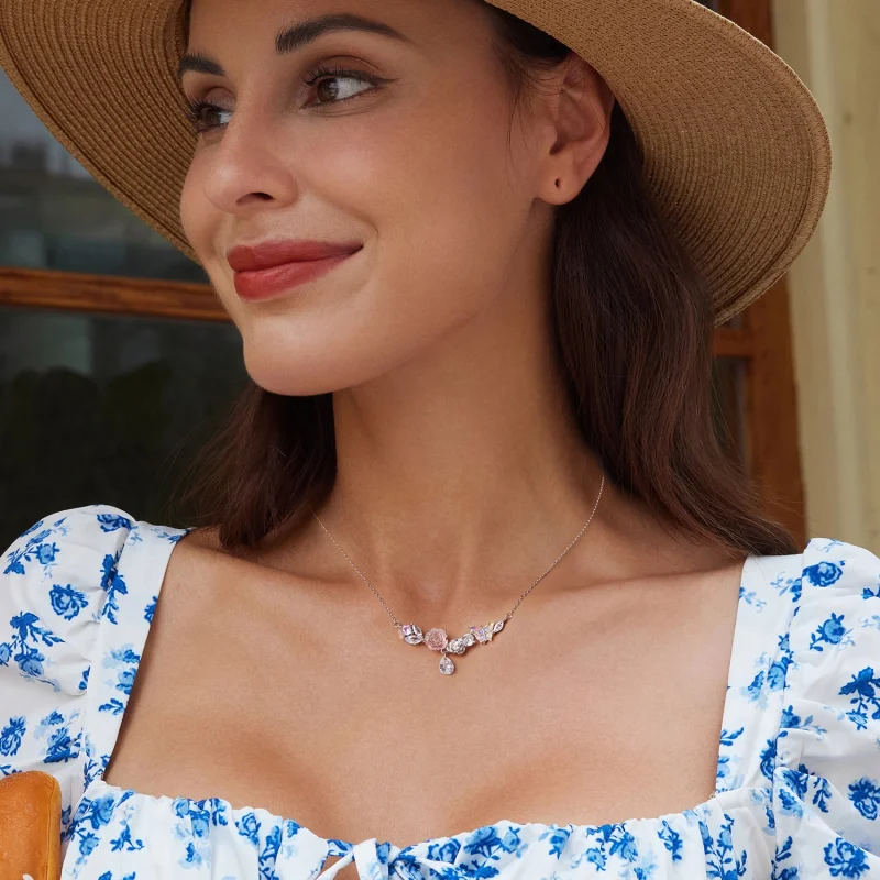 (Bild für) PANDORA Stil Fantasie-Schmetterlings-Blumen-Halskette - SCN521 - Ansicht 6