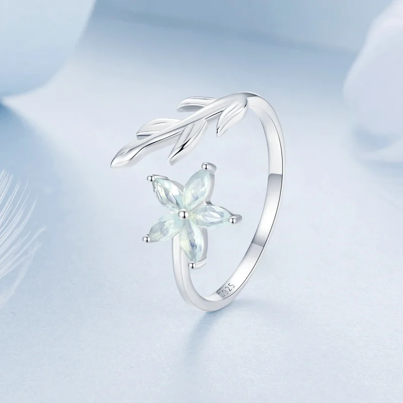 (Bild für) PANDORA Stil Grüne Blume Offener Ring - BSR533-E - Ansicht 2