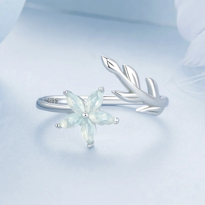 (Bild für) PANDORA Stil Grüne Blume Offener Ring - BSR533-E - Ansicht 3