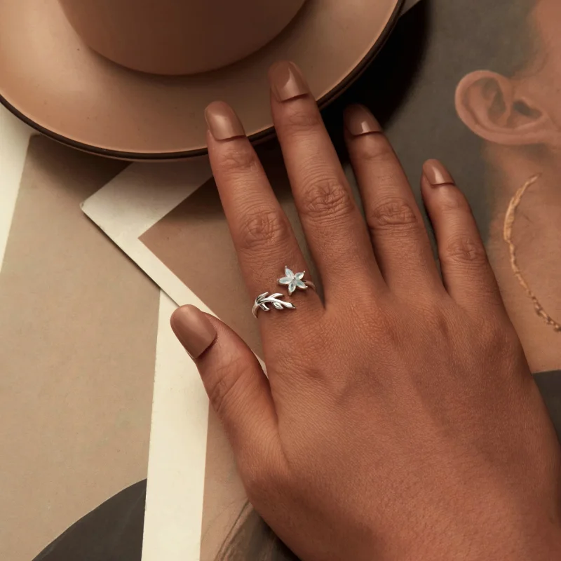 (Bild für) PANDORA Stil Grüne Blume Offener Ring - BSR533-E - Ansicht 5