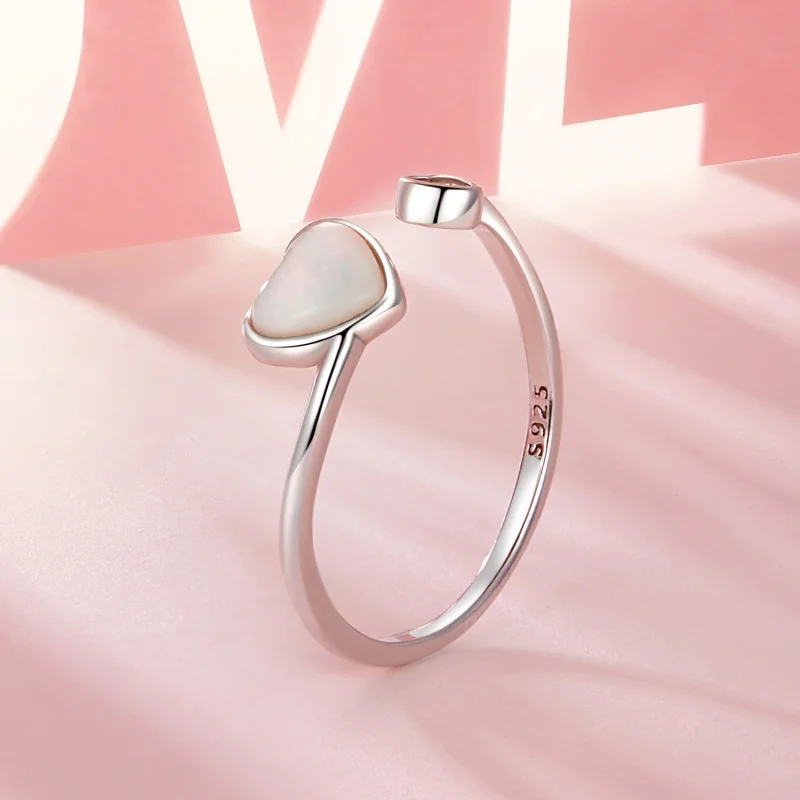 (Bild für) PANDORA Stil Herz-Schlagende Weiße Muschel Offener Ring - BSR520-E - Ansicht 2