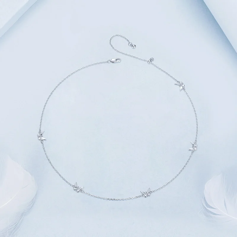 (Bild für) PANDORA Stil Kleine Schmetterlings Schlüsselbeinkette - BSN376 - Ansicht 3