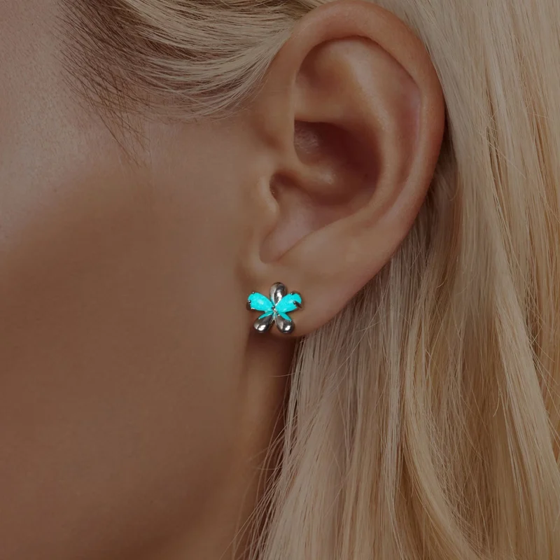 (Bild für) PANDORA-Stil Leuchtende Blumen Ohrringe - SCE1714 - Ansicht 8