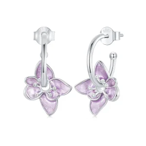 (Bild für) PANDORA-Stil lila Blumen Ohrringe - BSE976