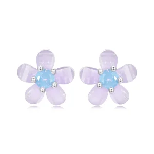 (Bild für) PANDORA-Stil Lila Blumen Ohrringe - SCE1733