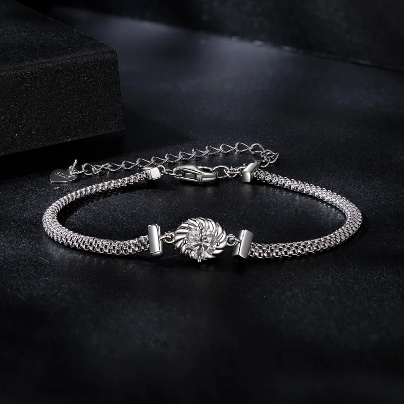 (Bild für) PANDORA-Stil Moissanit Geflochtenes Sterling Silber Armband (Ein Zertifikat) - M - Ansicht 3