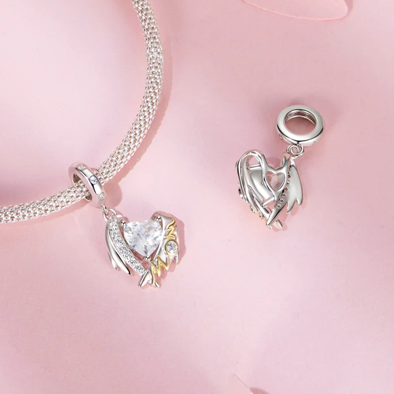 (Bild für) PANDORA Stil Muttertag Liebe Flügel Anhänger - BSC1001 - Ansicht 4