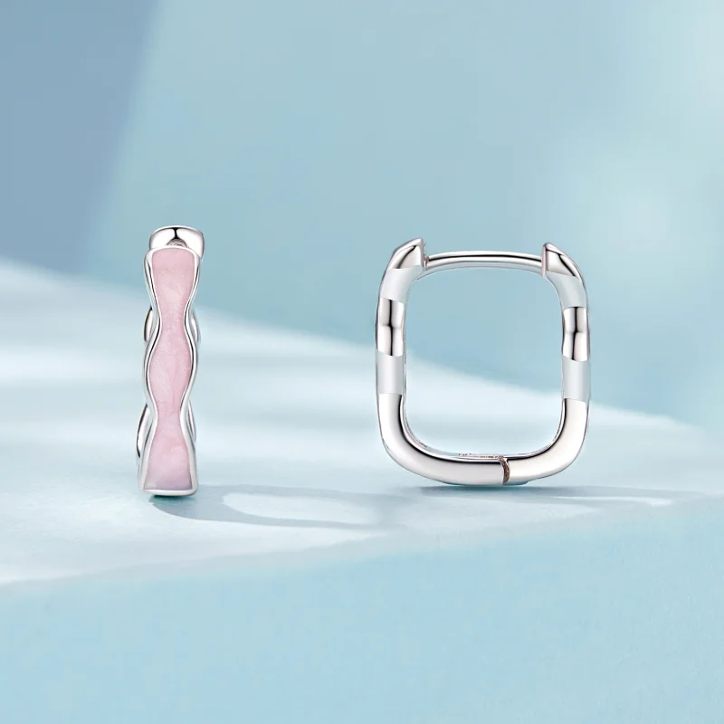(Bild für) PANDORA Stil Pink Viereckige Ohrringe - SCE1709 - Ansicht 2