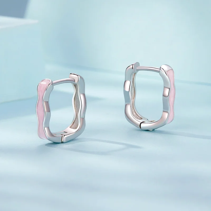 (Bild für) PANDORA Stil Pink Viereckige Ohrringe - SCE1709 - Ansicht 3