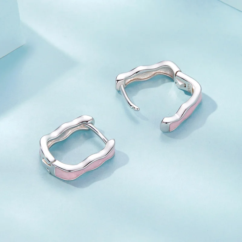 (Bild für) PANDORA Stil Pink Viereckige Ohrringe - SCE1709 - Ansicht 4