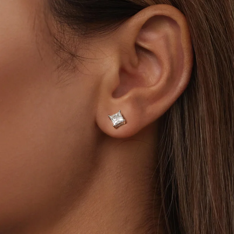 (Bild für) PANDORA-Stil Prinzessin-Moissanit-Ohrringe (Zwei Zertifikate) - MSE047-L - Ansicht 5