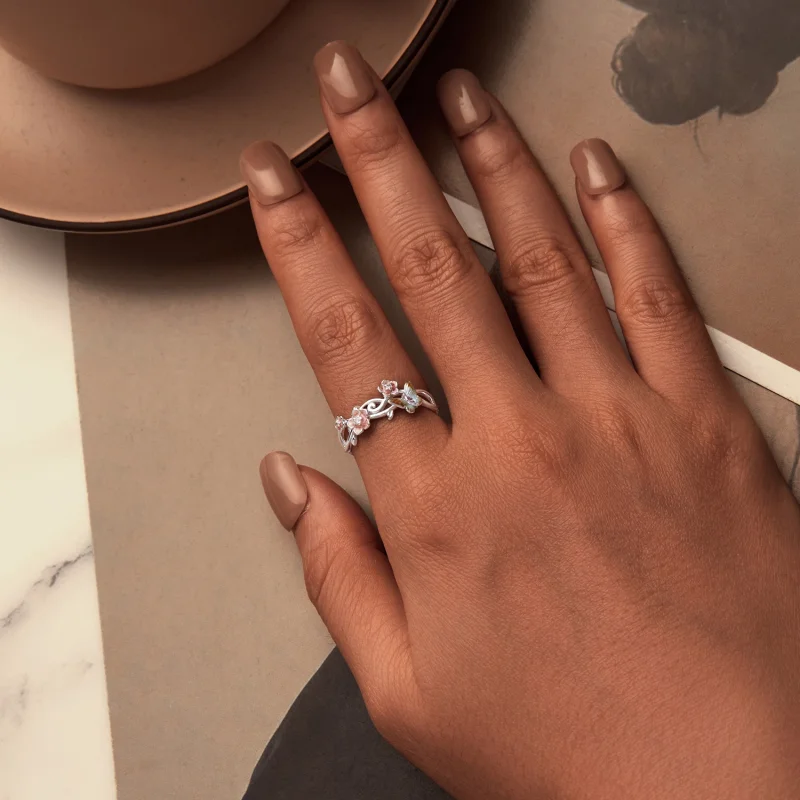 (Bild für) PANDORA Stil Romantischer Sakura-Schmetterling Offener Ring - BSR538-E - Ansicht 4
