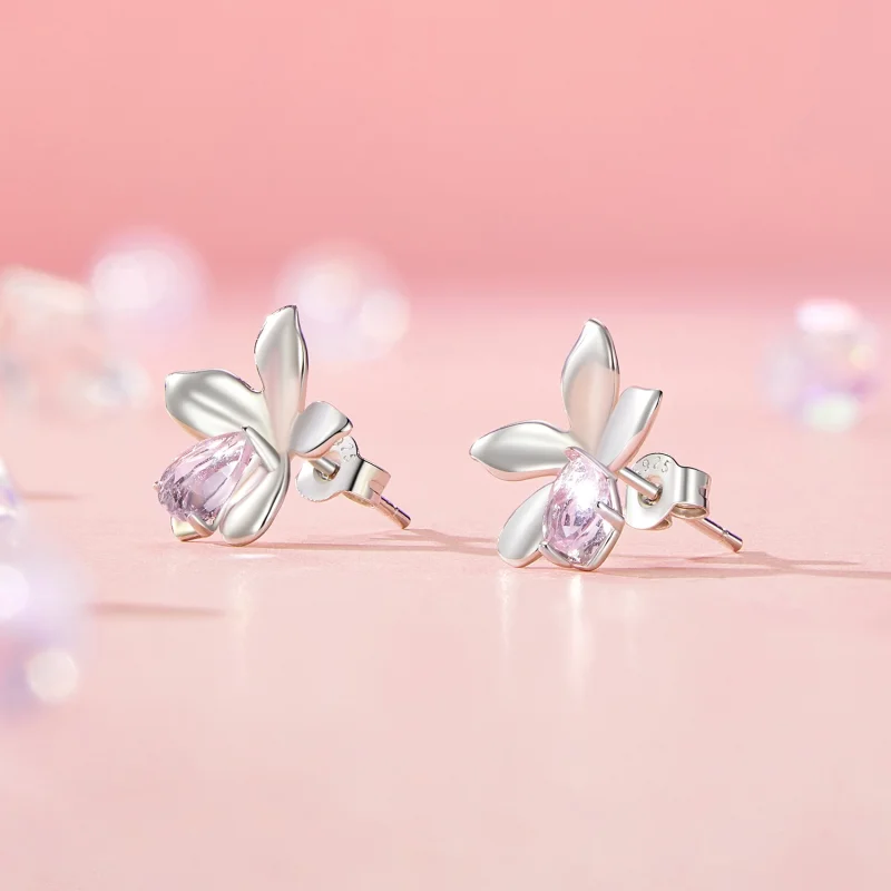 (Bild für) PANDORA-Stil Rosa Blumen Ohrringe - SCE1723 - Ansicht 2