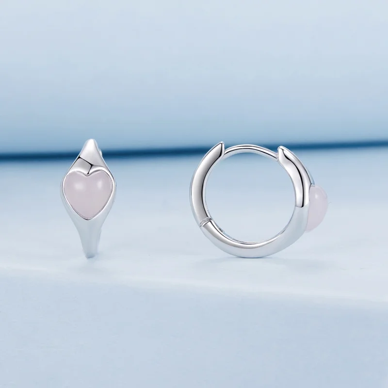 (Bild für) PANDORA-Stil Rosa Herz Ohrringe - BSE1000 - Ansicht 2