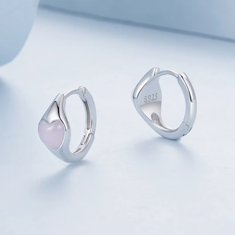 (Bild für) PANDORA-Stil Rosa Herz Ohrringe - BSE1000 - Ansicht 3