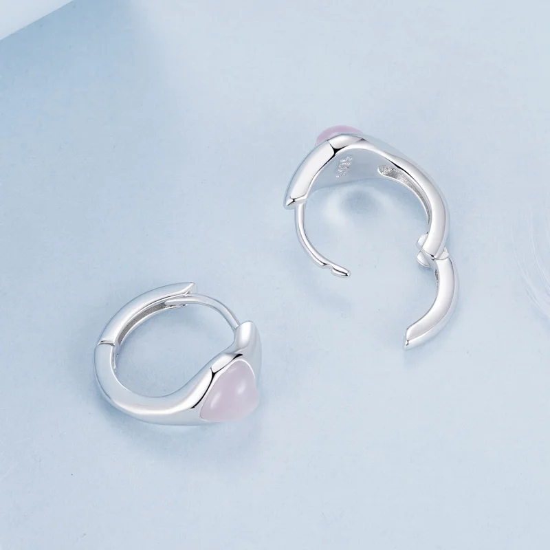 (Bild für) PANDORA-Stil Rosa Herz Ohrringe - BSE1000 - Ansicht 4