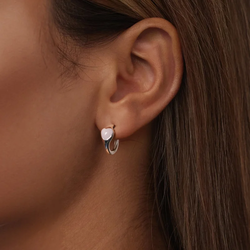 (Bild für) PANDORA-Stil Rosa Herz Ohrringe - BSE1000 - Ansicht 5
