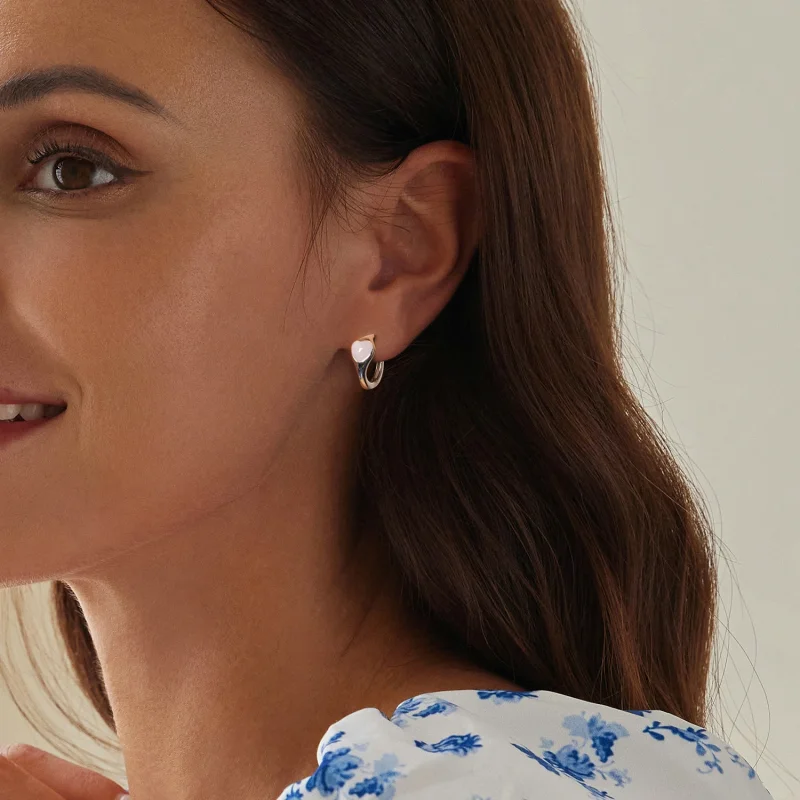 (Bild für) PANDORA-Stil Rosa Herz Ohrringe - BSE1000 - Ansicht 8