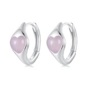 (Bild für) PANDORA-Stil Rosa Herz Ohrringe - BSE1000