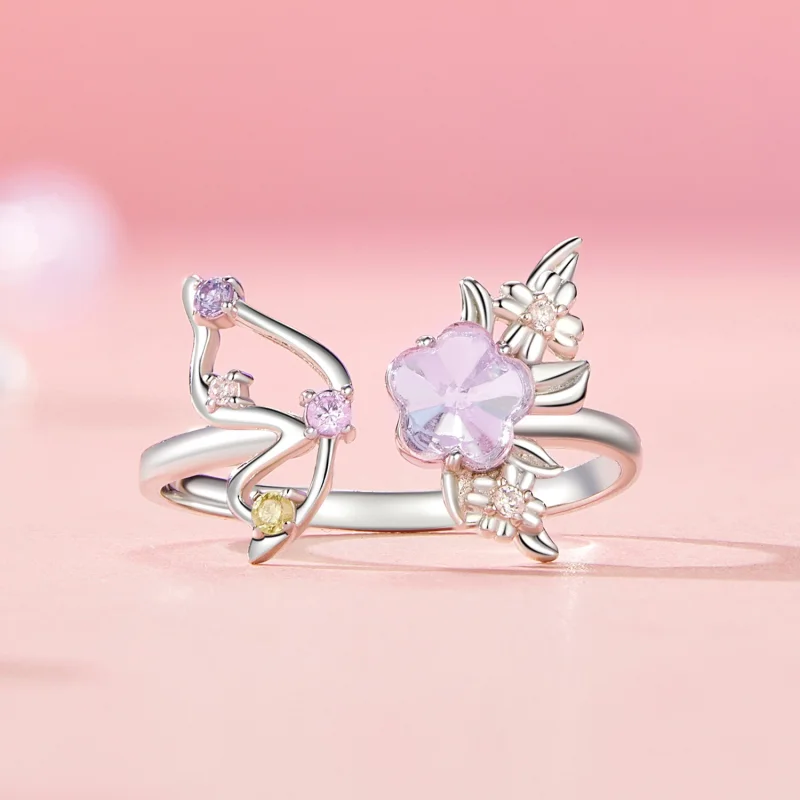 (Bild für) PANDORA Stil Rosa Schmetterling Offener Ring - SCR1011-E - Ansicht 3