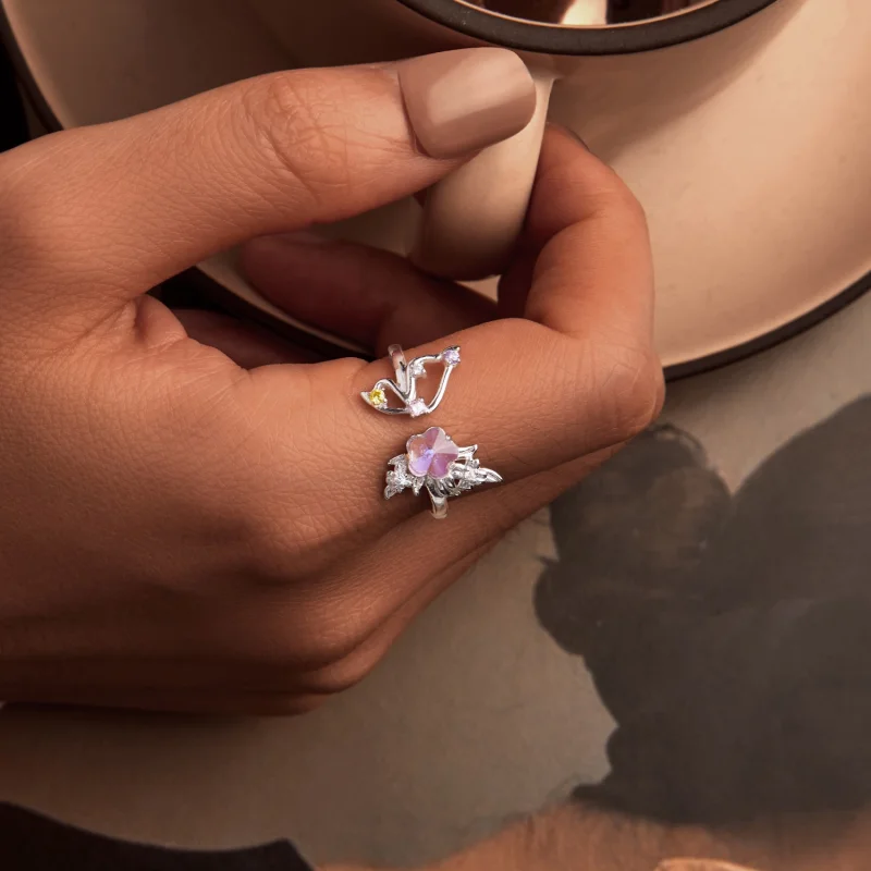 (Bild für) PANDORA Stil Rosa Schmetterling Offener Ring - SCR1011-E - Ansicht 5