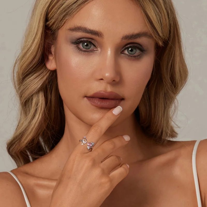 (Bild für) PANDORA Stil Rosa Schmetterling Offener Ring - SCR1011-E - Ansicht 7